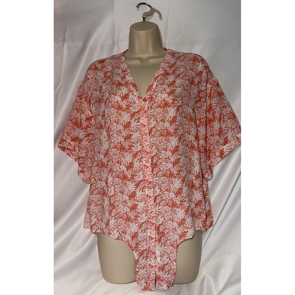 Southern Shirt Women's L Floral  Casual Short sleeve Lightweight Button Down